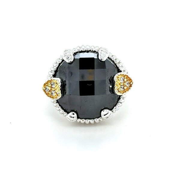 Large Onyx/Cz Ring - Picture 1 of 8